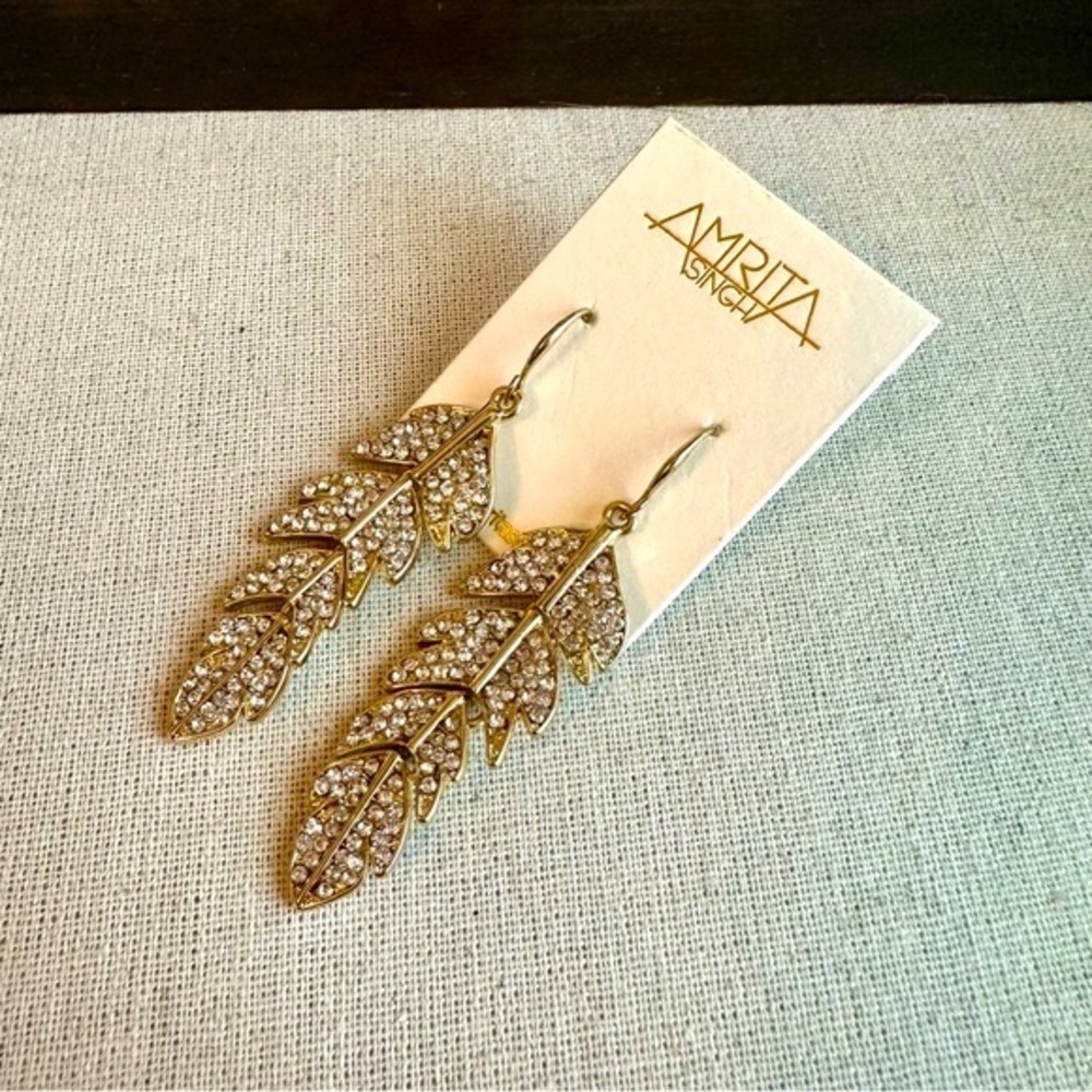 Gemstone studded leaf dangling pendant chandelier earrings
